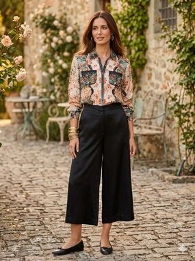 Aratta Silent Journey Floral Western Button Down Blouse w/Velvet Trim Large NWT